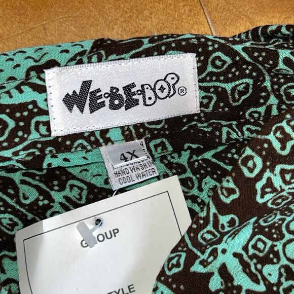 Vintage we be bop women’s 4x tunic top button up Hawaiian teal - Picture 10 of 12